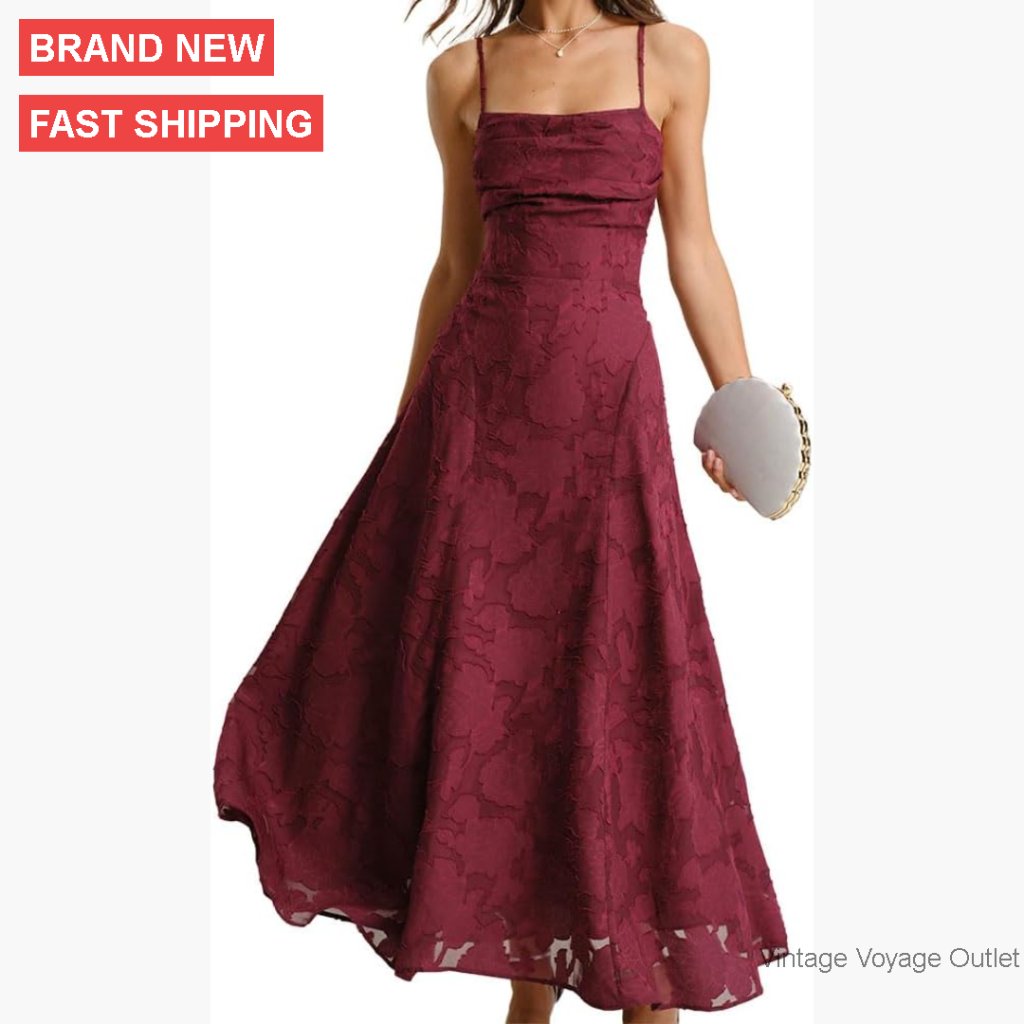 Maxi Dress A-Line Square Neck Backless Halter Wedding Guest Formal